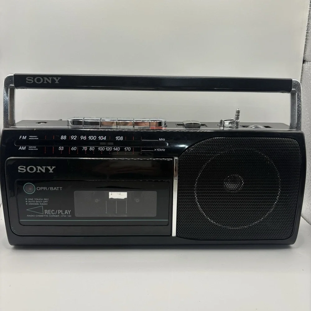 Sony CFM-130 AM/FM Radio Cassette Recorder Portable Tape Player Tested Read